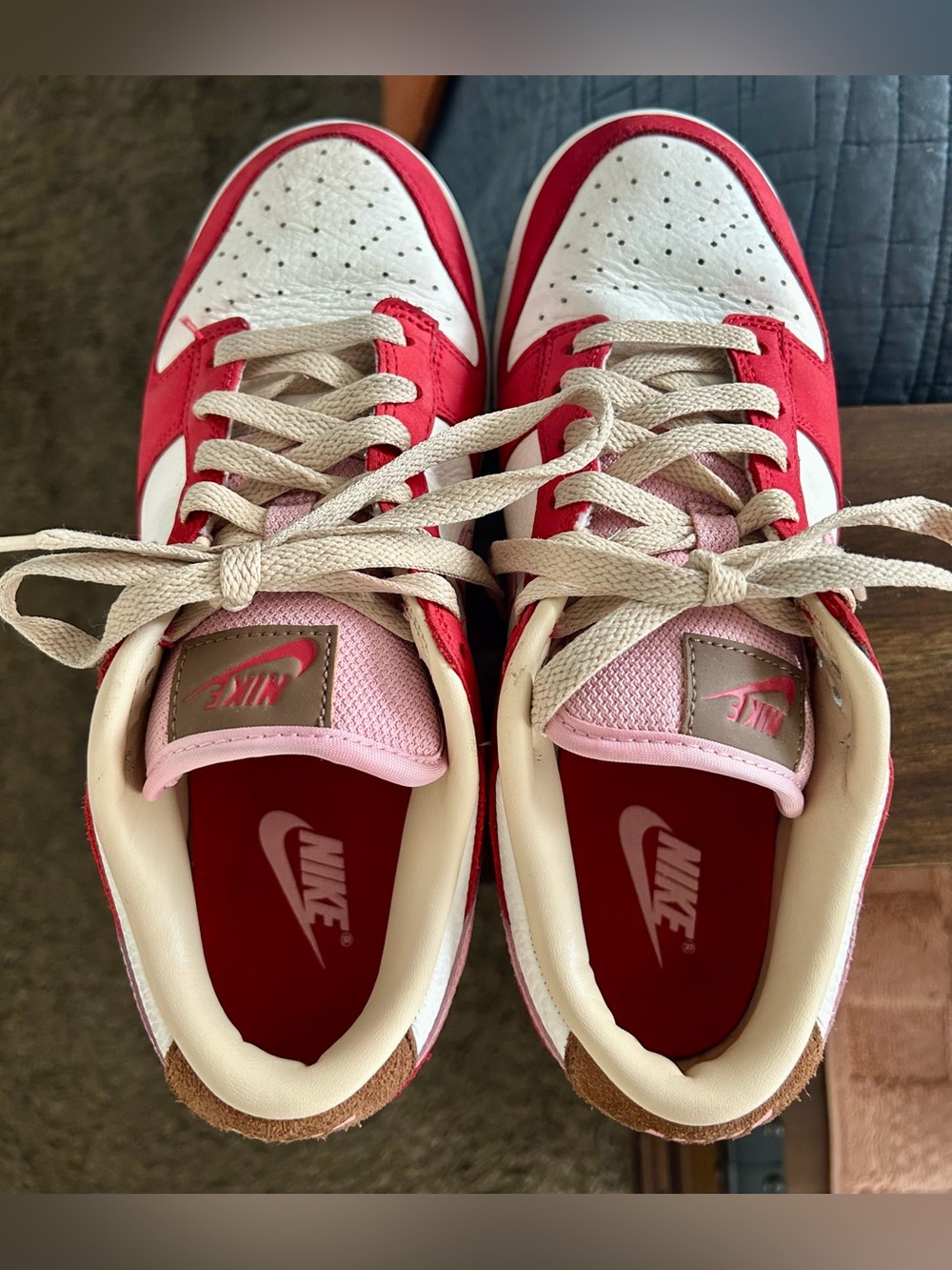 Nike Low Dunks in Red and Pink
